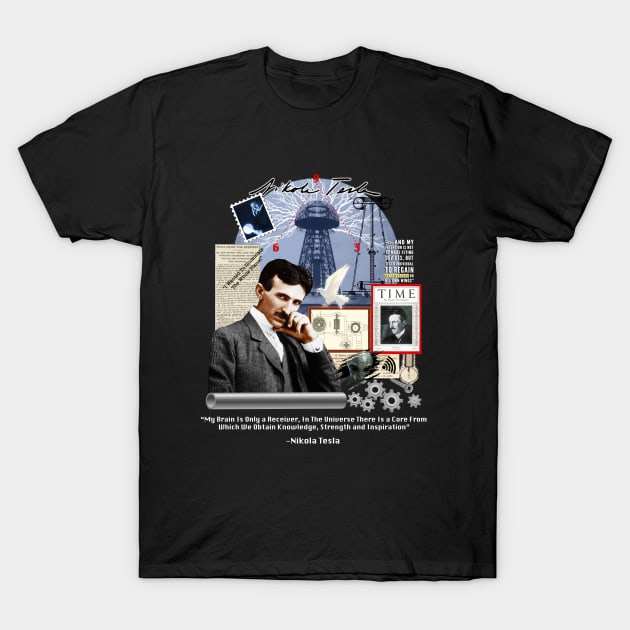 Nikola Tesla Collage T-Shirt by Nirvanax Studio